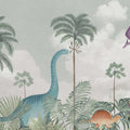 Dinosaur World, Light Green Mural Wallpaper - pure wallpaper artwork