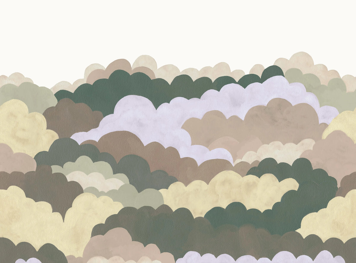 Fun Clouds, Green Mural Wallpaper - pure wallpaper artwork