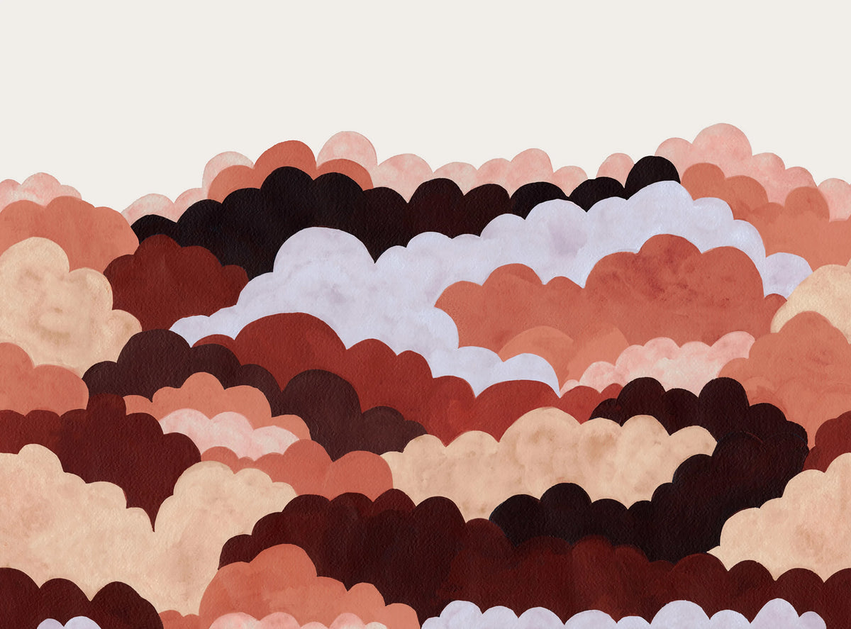 Fun Clouds, Red Mural Wallpaper - pure wallpaper artwork