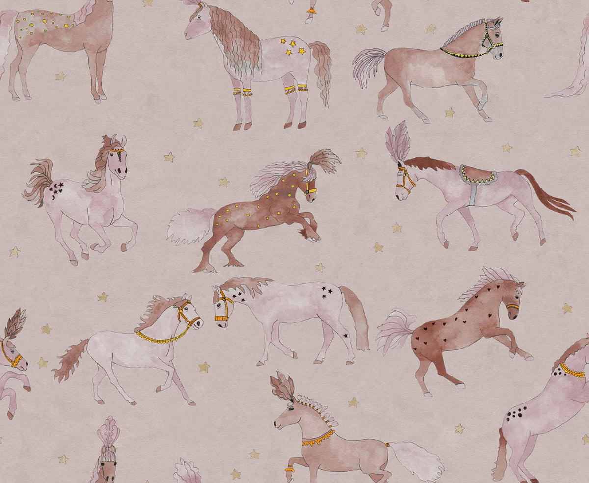 Circus Horses, Soft Pink Mural Wallpaper - pure wallpaper artwork