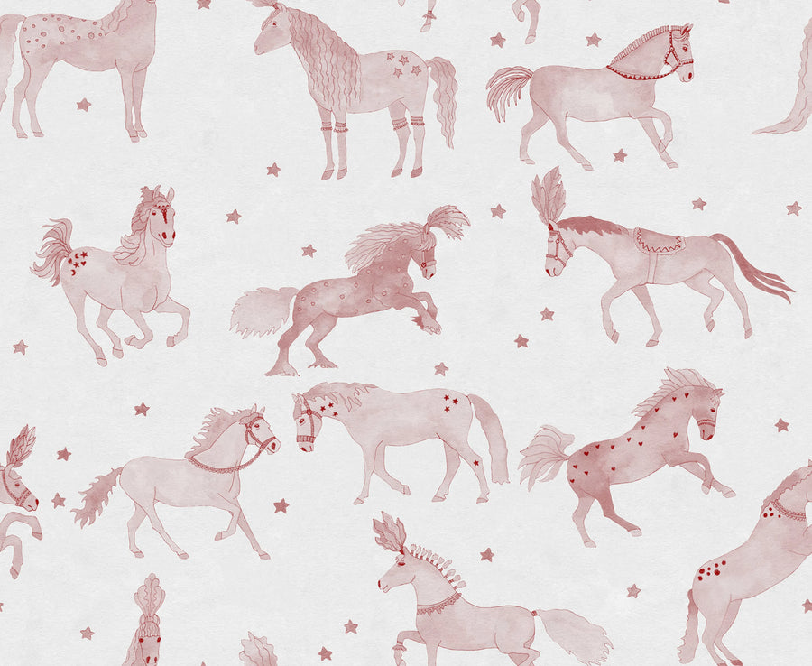 Circus Horses, Pink Mural Wallpaper