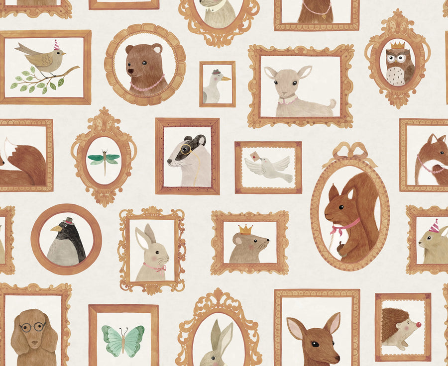 Pet Frames, Beige Mural Wallpaper