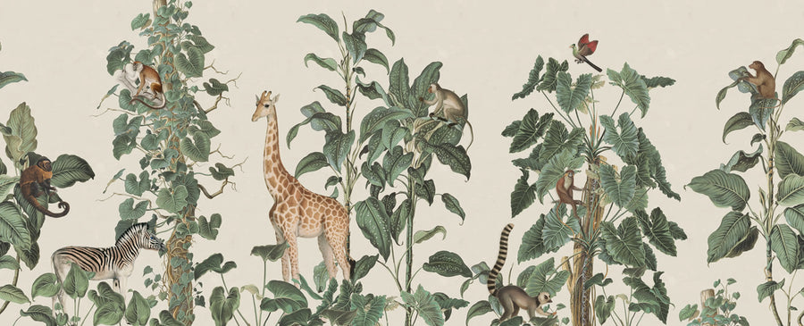 Wildlife stroll, Yellow Mural Wallpaper