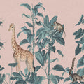Wildlife Stroll, Pink Mural Wallpaper - pure wallpaper artwork