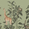 Wildlife Stroll, Green Mural Wallpaper - pure wallpaper artwork