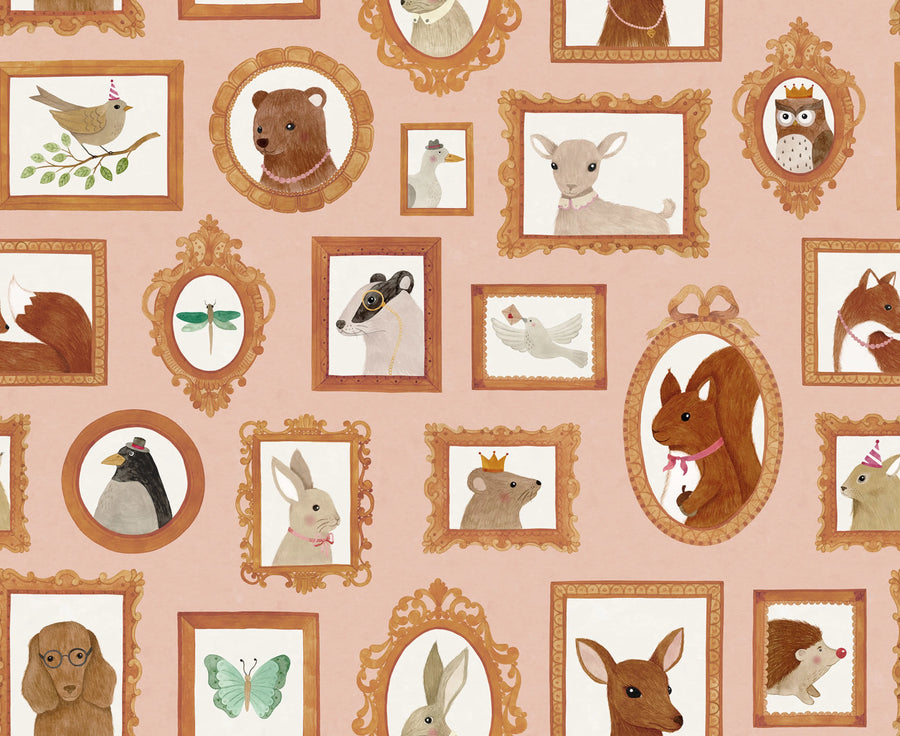 Pet Frames, Pink Mural Wallpaper