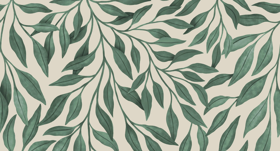 Giant Leaves, Dark Green Mural Wallpaper