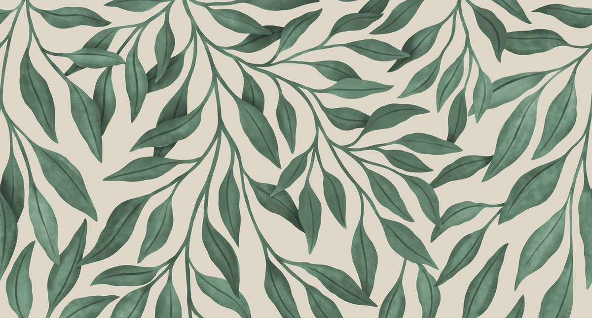 Giant Leaves, Dark Green Mural Wallpaper - pure wallpaper artwork