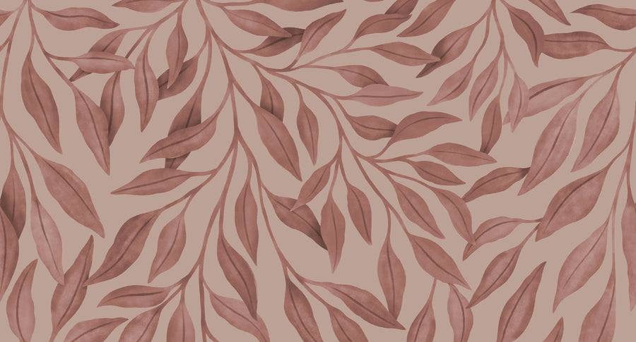 Giant Leaves, Pink Mural Wallpaper