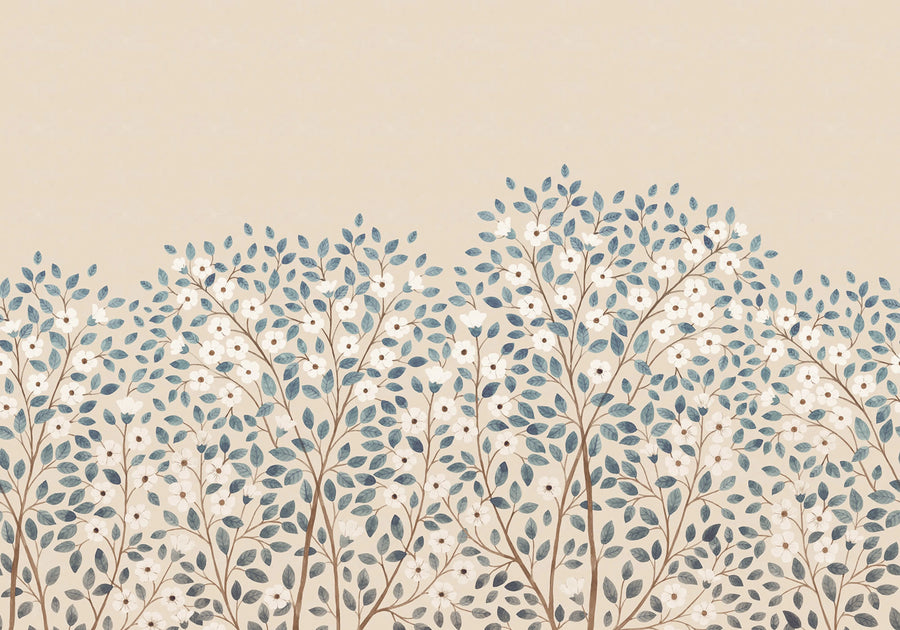 Blossom Tree, Blue Mural Wallpaper