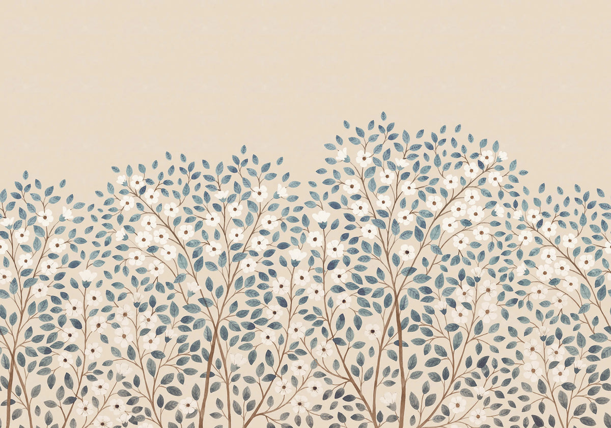 Blossom Tree, Blue Mural Wallpaper - pure wallpaper artwork