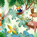Jungle Buddies, Green Mural Wallpaper - pure wallpaper artwork