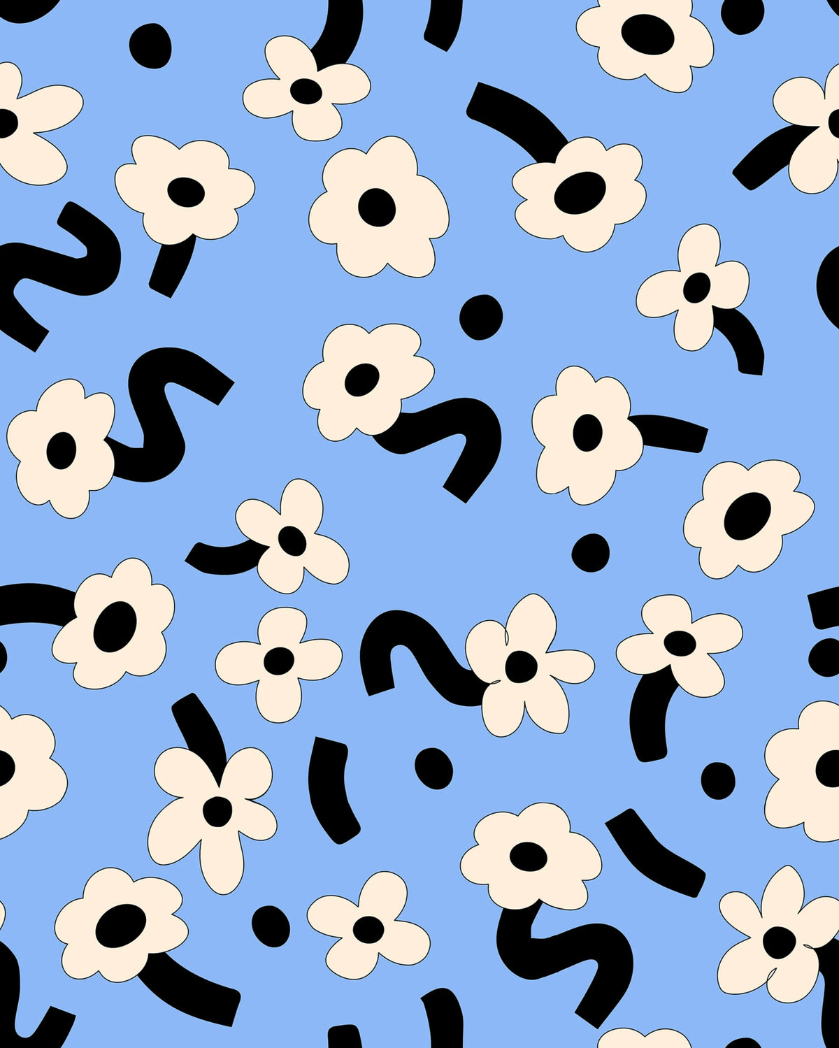 Dancing Flower, Blue Mural Wallpaper - pure wallpaper artwork