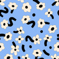 Dancing Flower, Blue Mural Wallpaper - pure wallpaper artwork