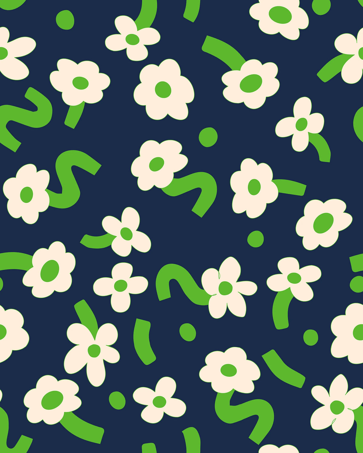 Dancing Flower, Green Mural Wallpaper - pure wallpaper artwork