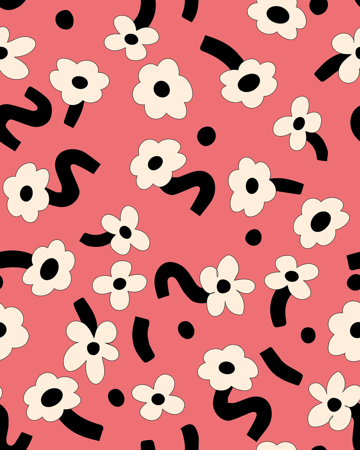 Dancing Flower, Red Mural Wallpaper - pure wallpaper artwork