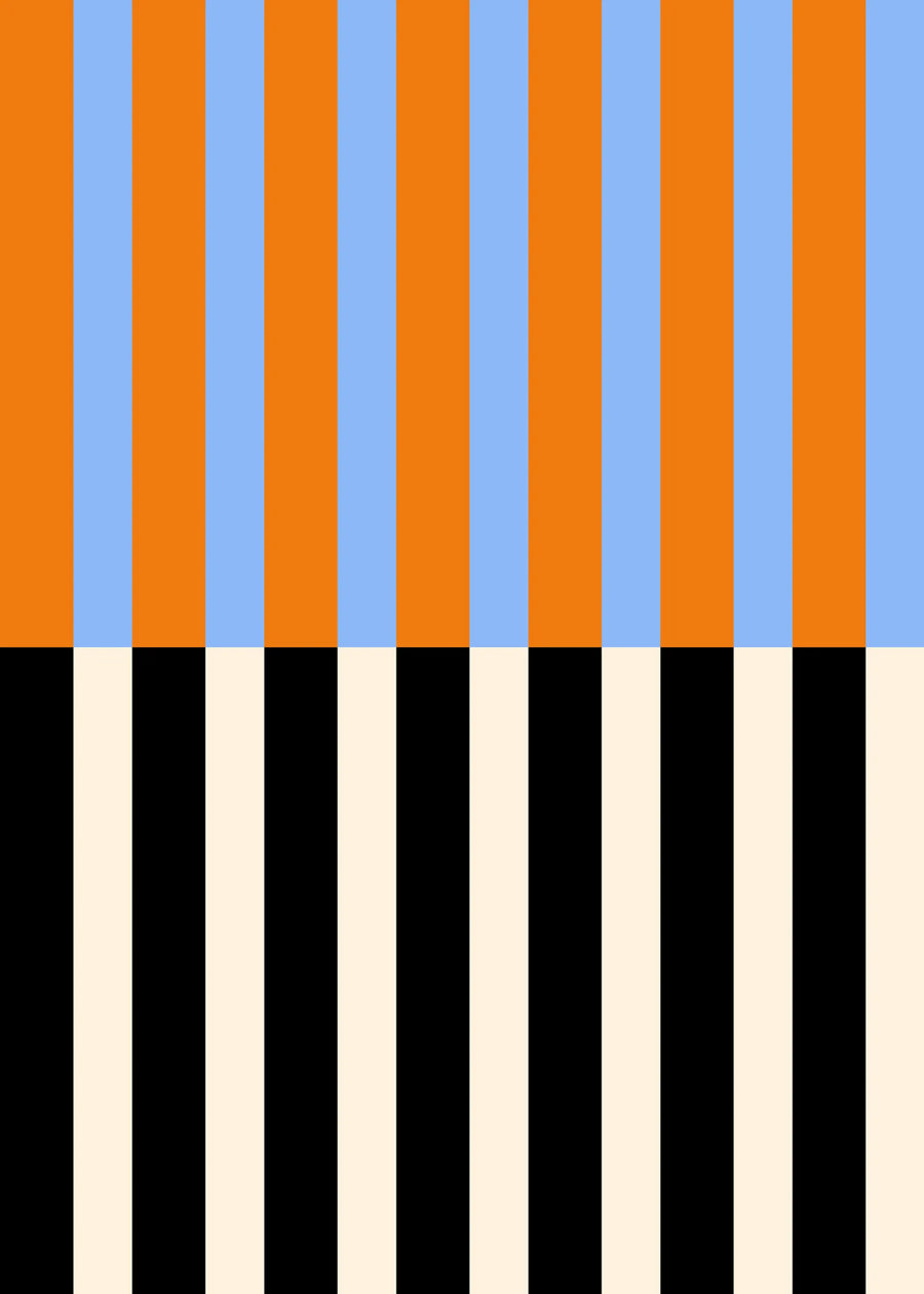 Striped, Orange & Blue Mural Wallpaper