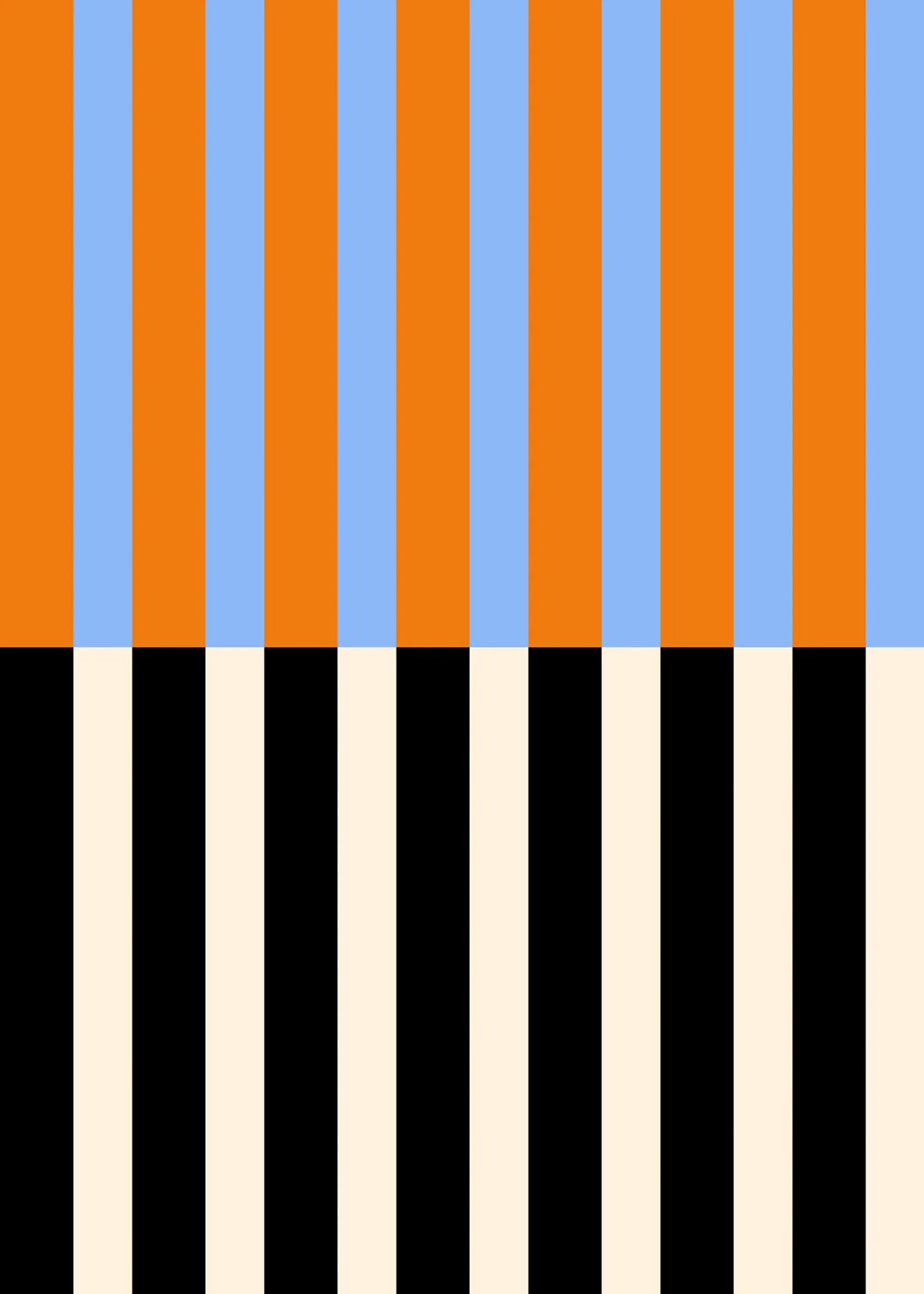 Striped, Orange & Blue Mural Wallpaper - pure wallpaper artwork