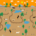Happy Farm, Brown Mural Wallpaper - pure wallpaper artwork