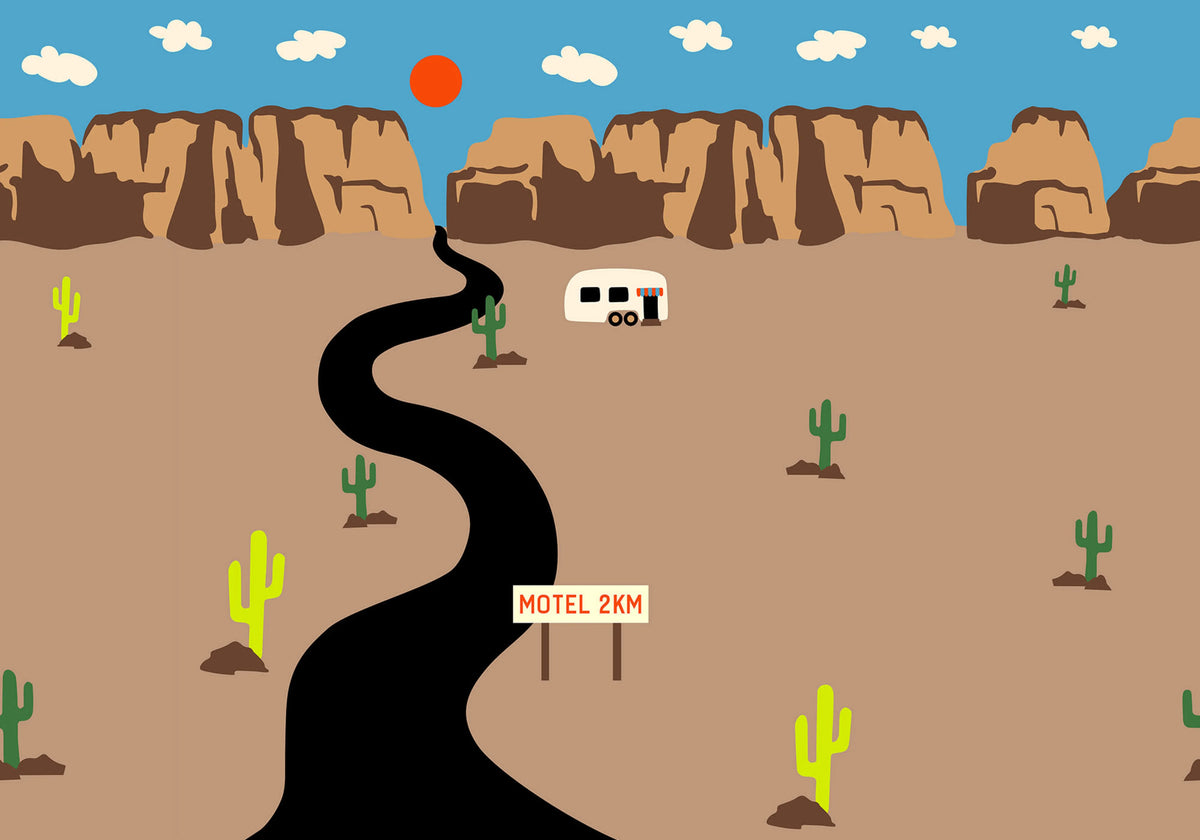 Camper, Brown Mural Wallpaper - pure wallpaper artwork