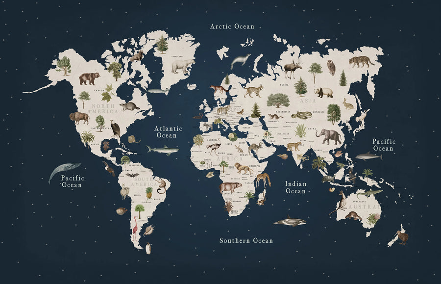 Animal World, Midnight Mural Wallpaper