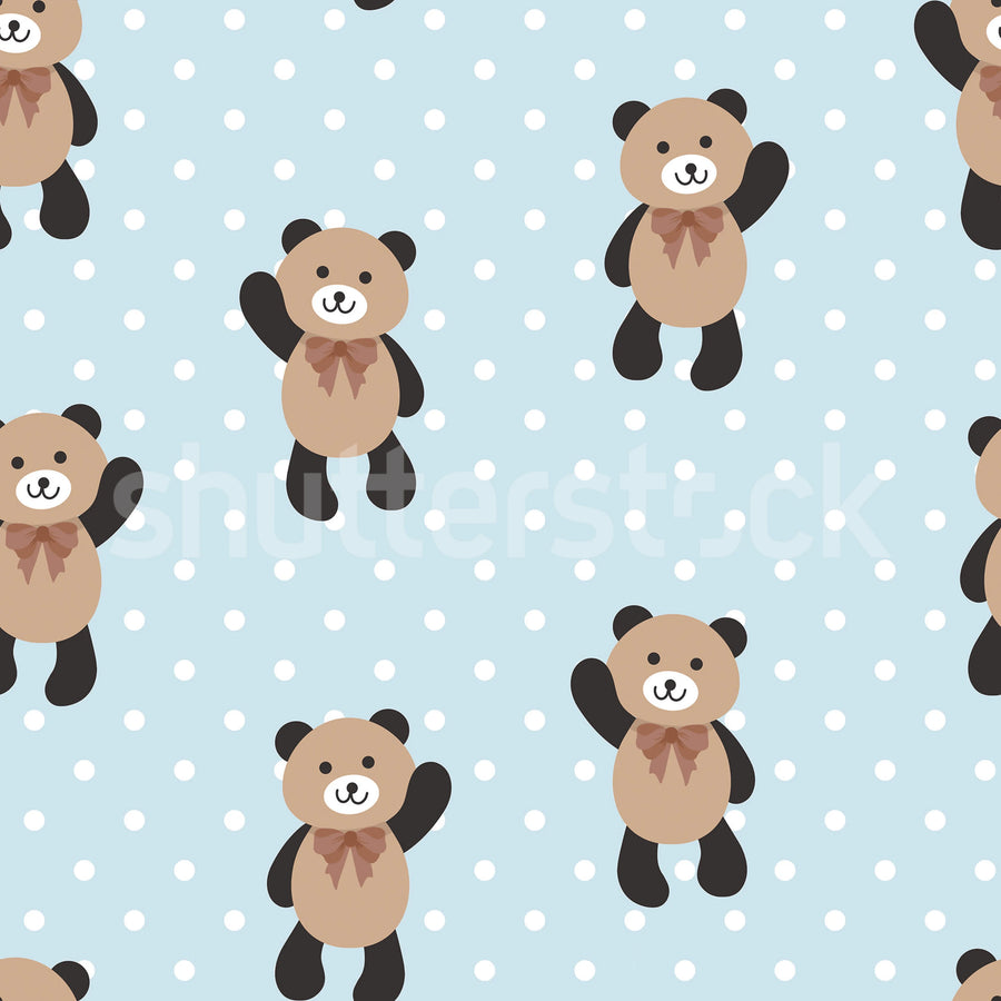 Hello Bear, Baby Blue Mural Wallpaper