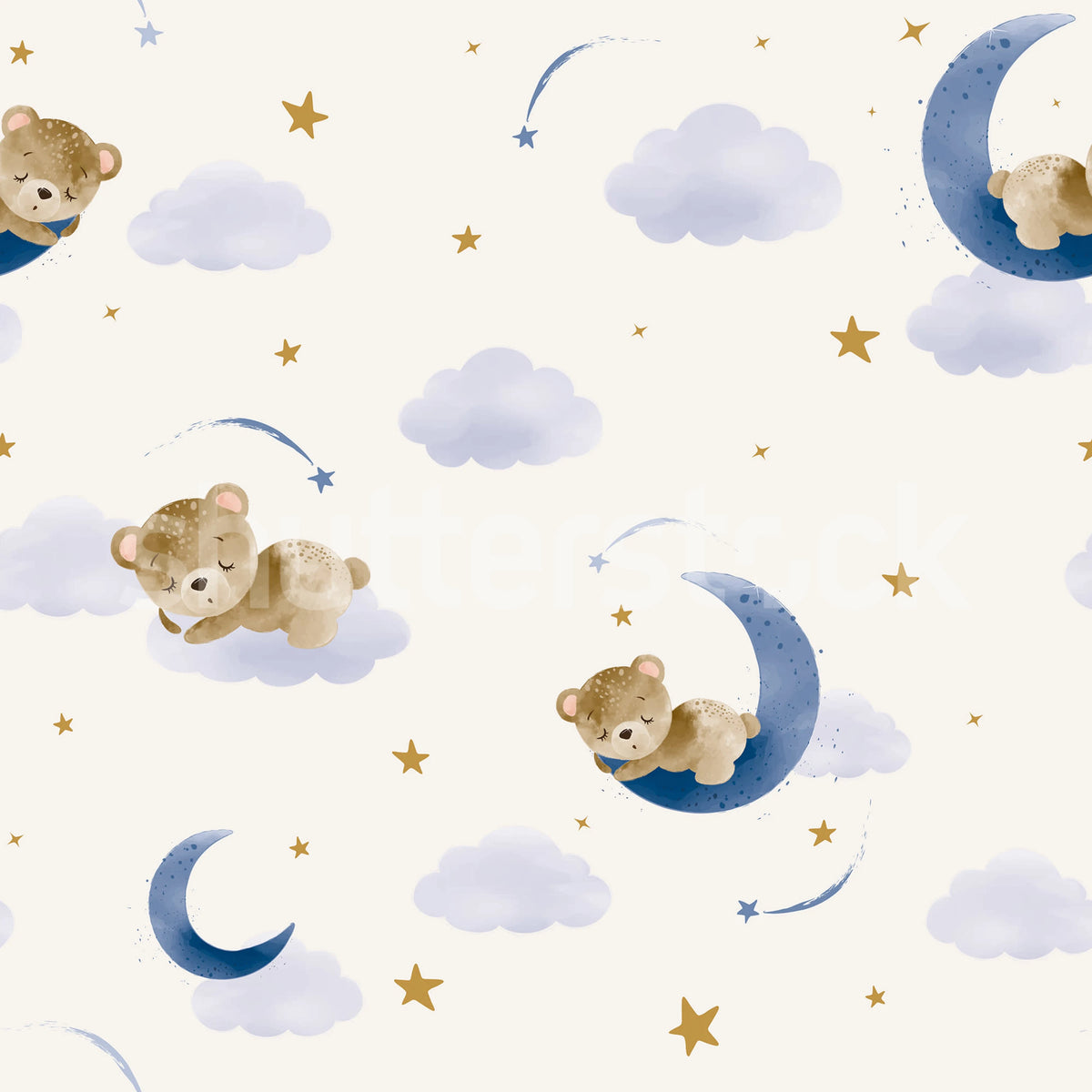 Sleepy Bear, Sky Blue Mural Wallpaper - pure wallpaper artwork