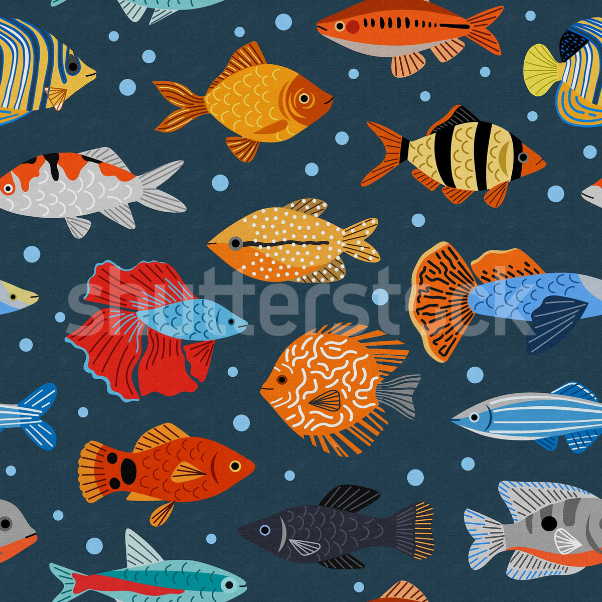 Fish Shoal, Blue Mural Wallpaper - pure wallpaper artwork
