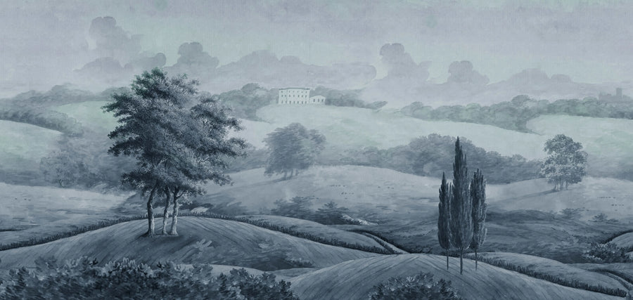 Hilltop House, Blue Mural Wallpaper