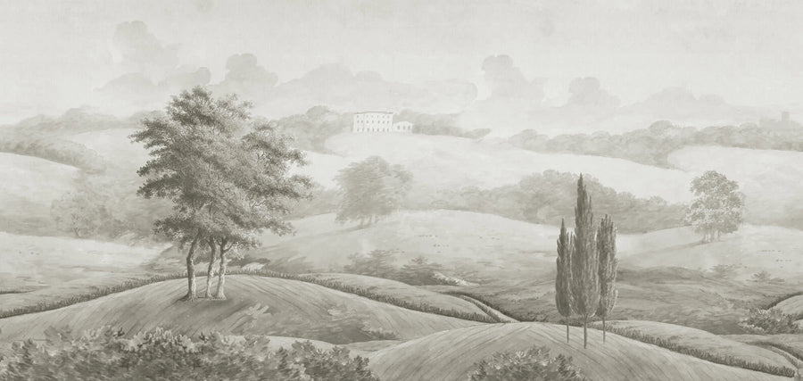 Hilltop House, Beige Mural Wallpaper