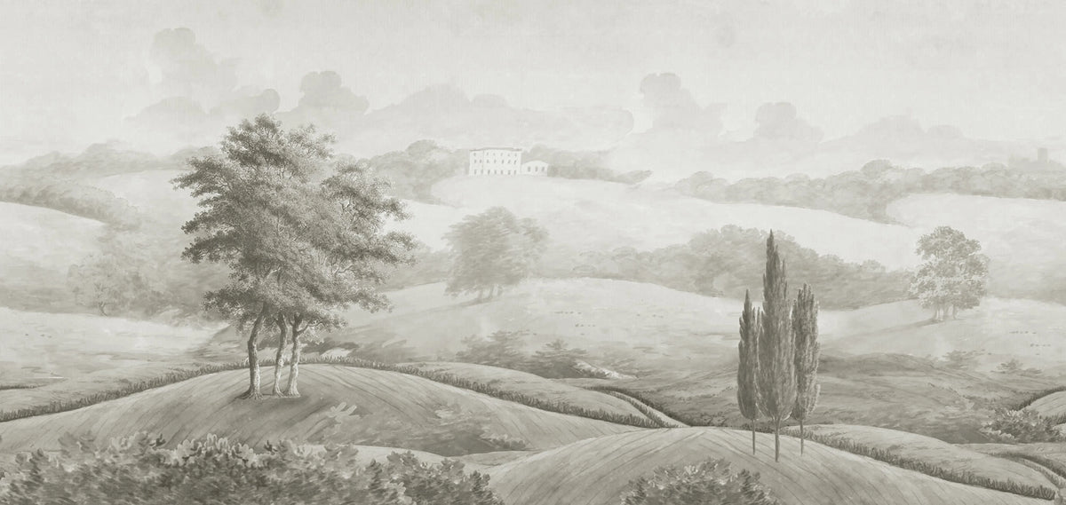 Hilltop House, Beige Mural Wallpaper - pure wallpaper artwork