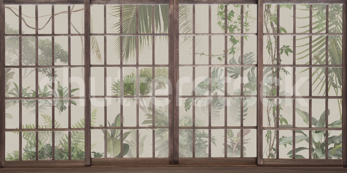 Window View, Beige Mural Wallpaper - pure wallpaper artwork