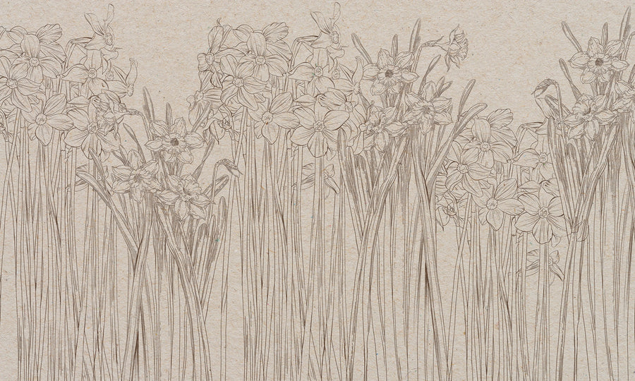 Daffodil, Beige Mural Wallpaper