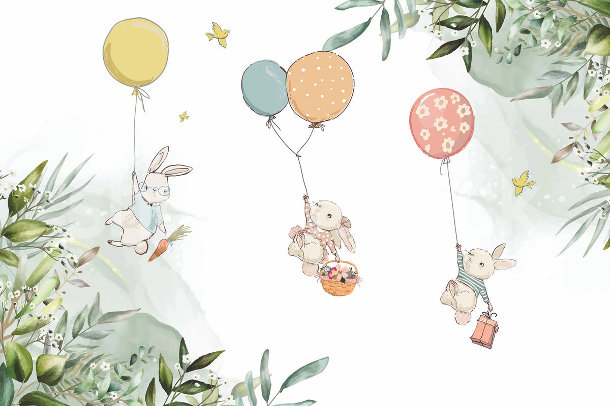 Balloon Adventure, Pastel Mural Wallpaper - pure wallpaper artwork