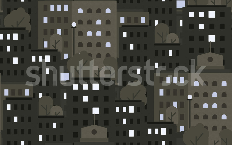 Big City, Graphite Mural Wallpaper