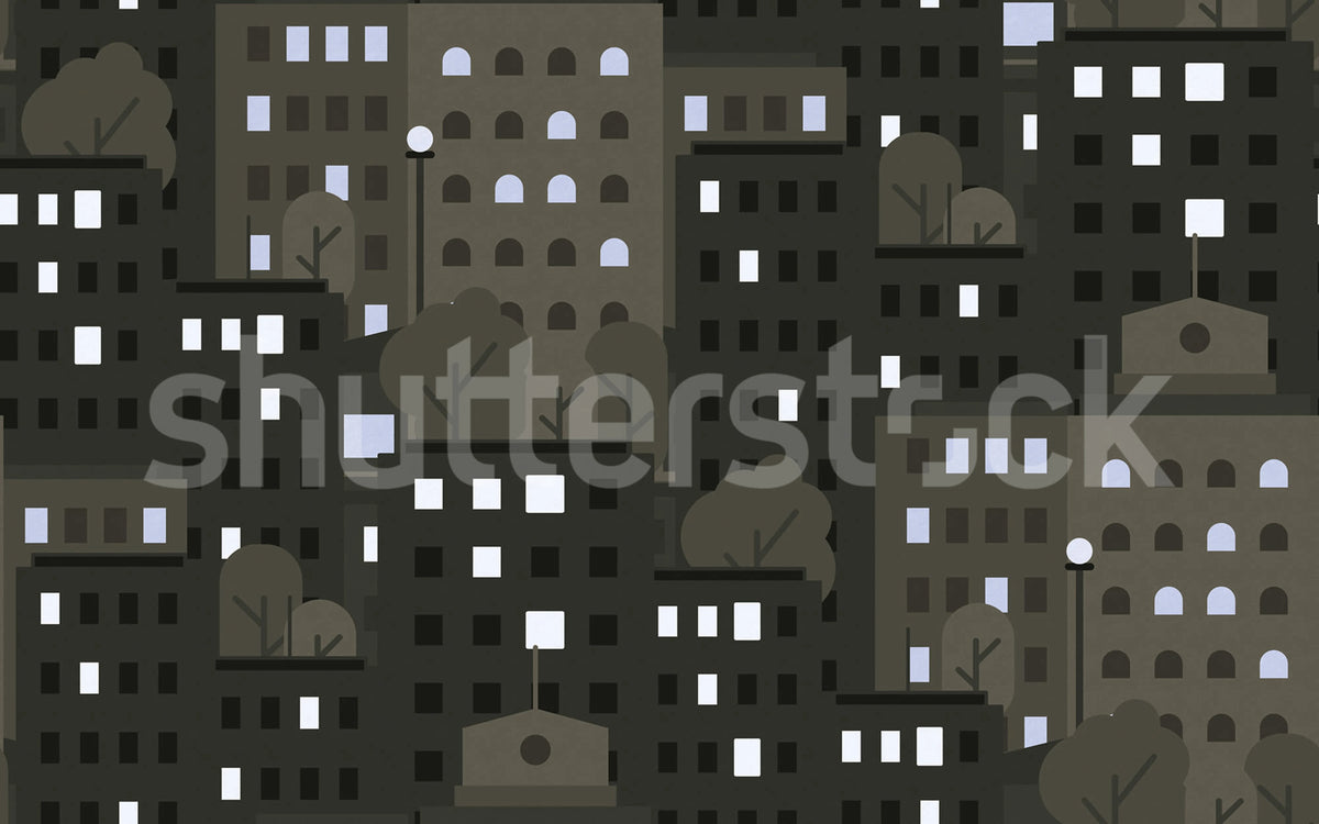 Big City, Graphite Mural Wallpaper - pure wallpaper artwork