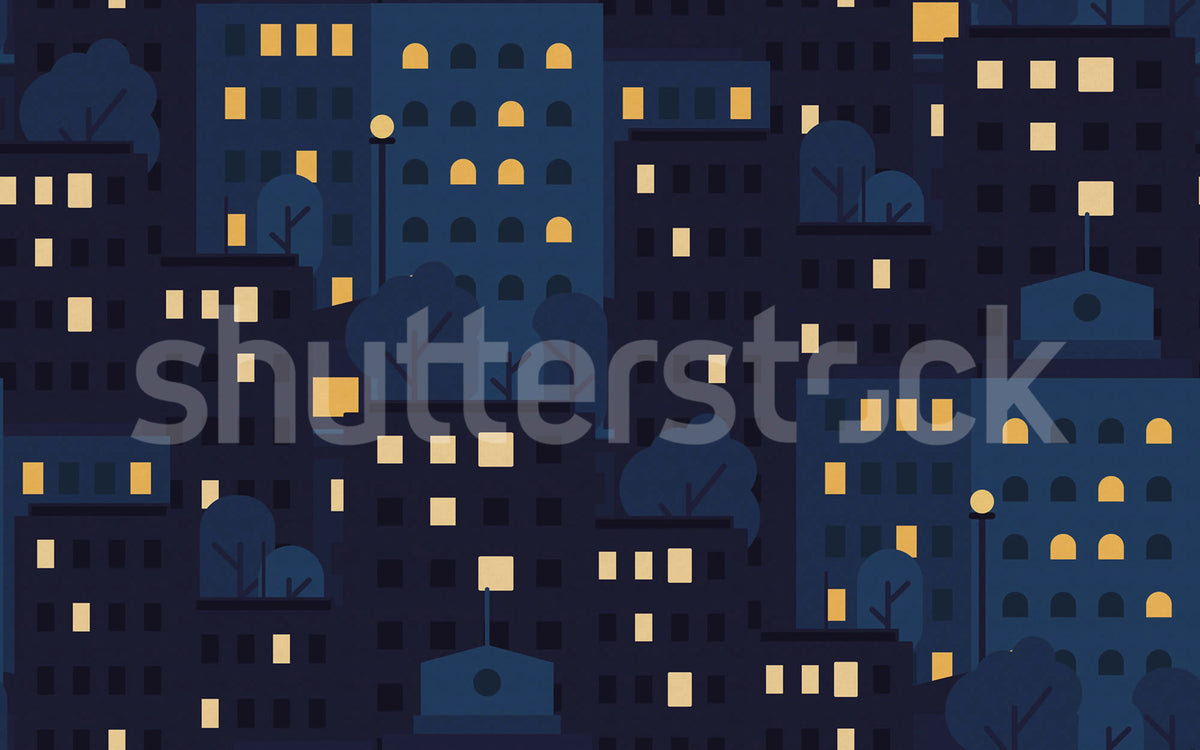 Big City, Midnight Mural Wallpaper - pure wallpaper artwork