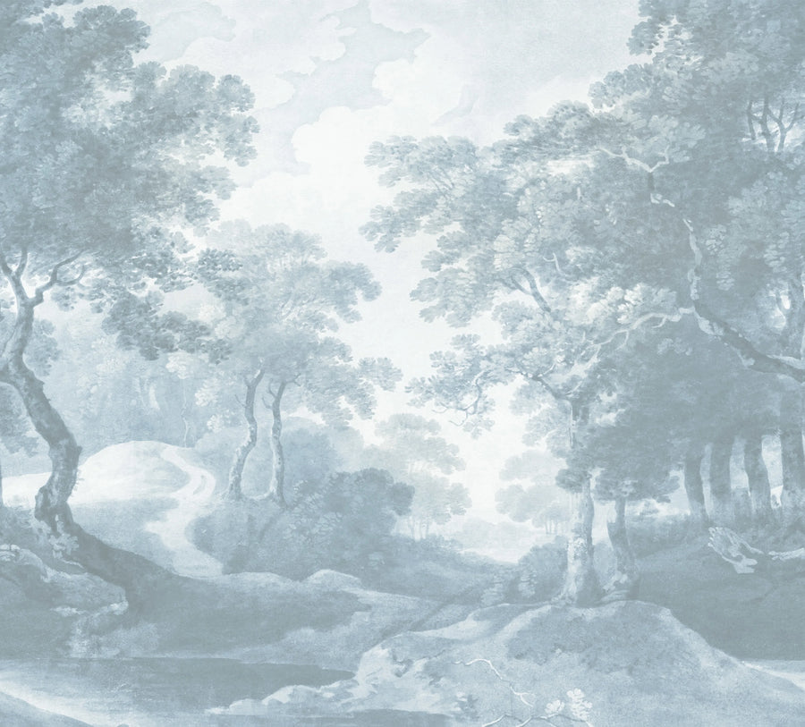 The Vintage Grove, Blue Mural Wallpaper