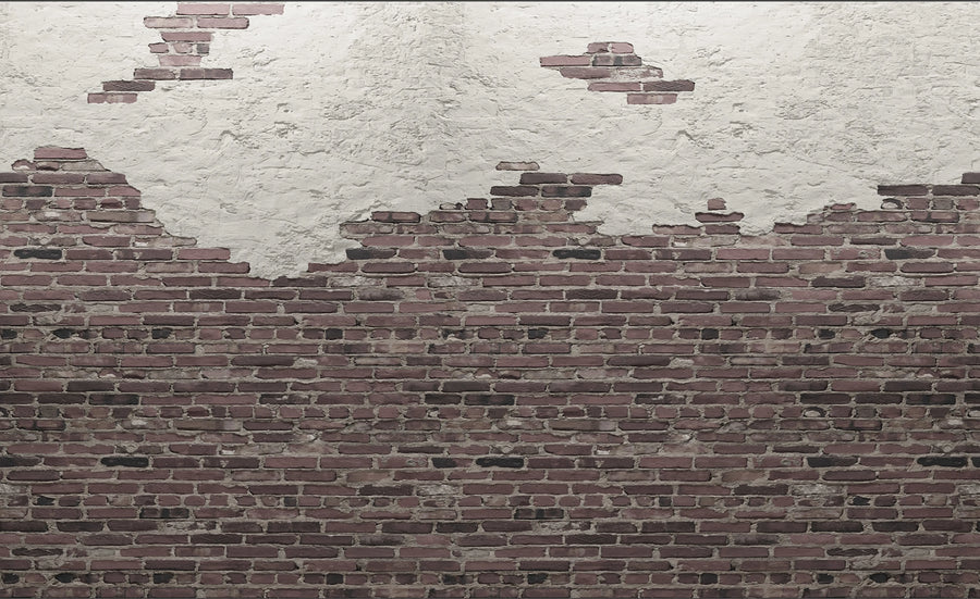 Ivory Bricks, Red Mural Wallpaper