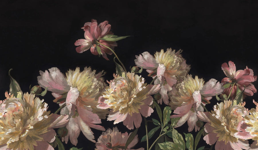 Vintage Peony, Pink Mural Wallpaper