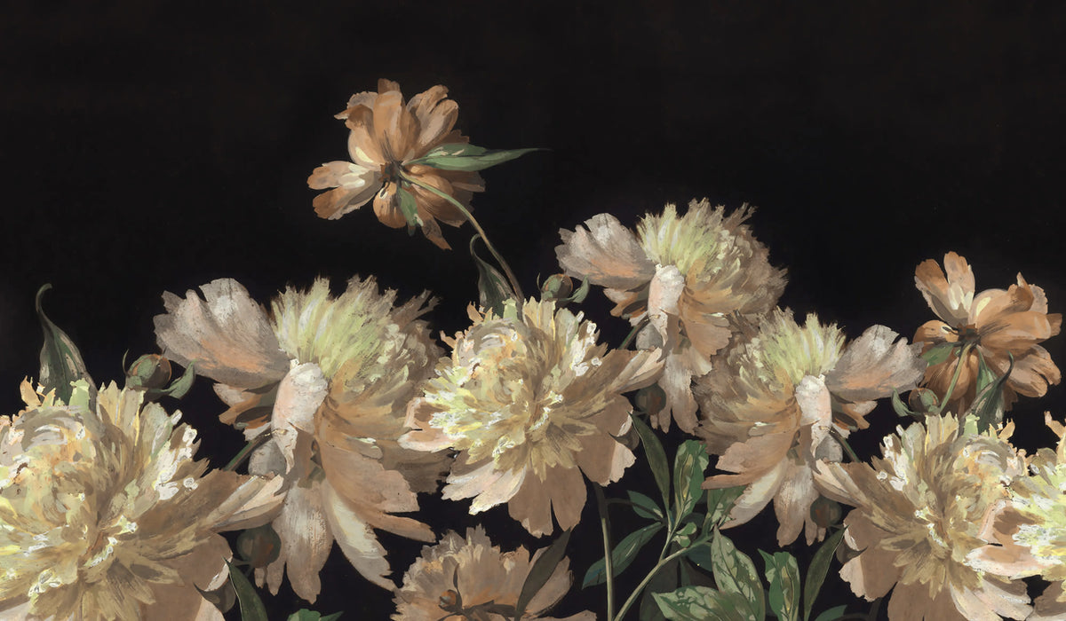 Vintage Peony, Yellow Mural Wallpaper - pure wallpaper artwork