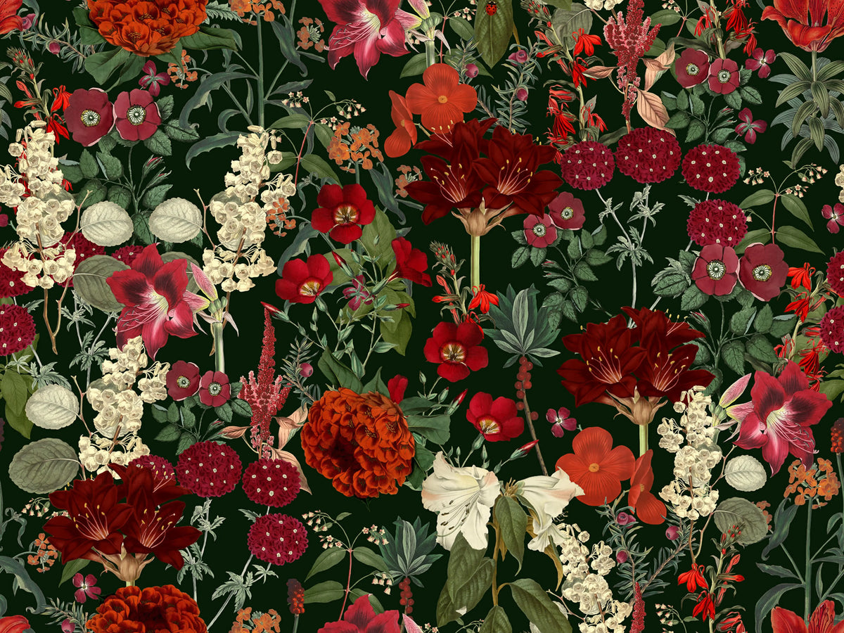 Wintergarden, Red Mural Wallpaper - pure wallpaper artwork