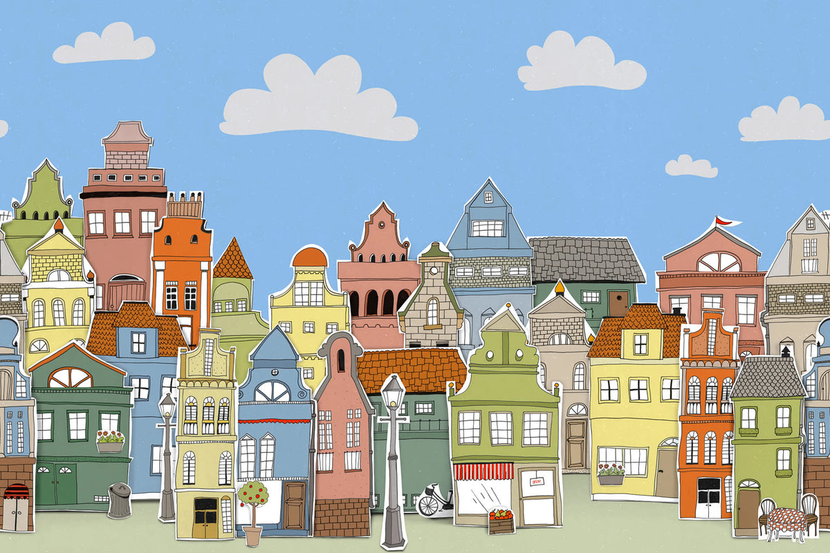 London Houses, Day Mural Wallpaper - pure wallpaper artwork