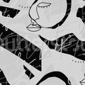 Lined Faces, Graphite Mural Wallpaper - pure wallpaper artwork