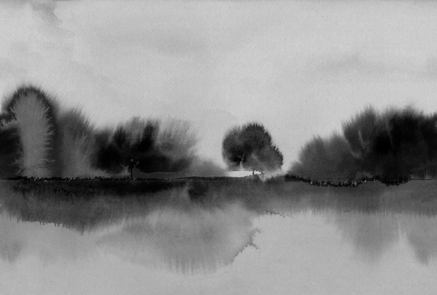 Stormy Forest, Black & White Mural Wallpaper