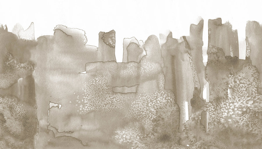 Watercolor City, Beige Mural Wallpaper
