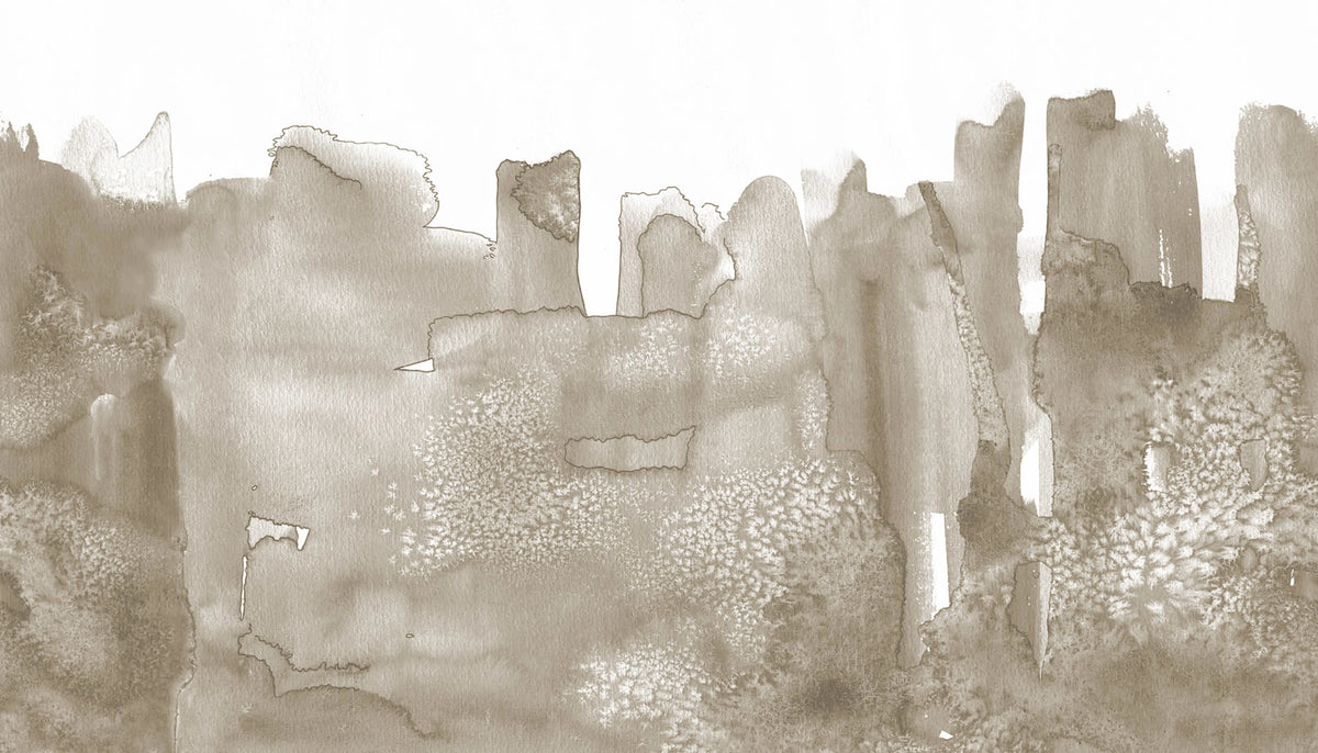 Watercolor City, Beige Mural Wallpaper - pure wallpaper artwork