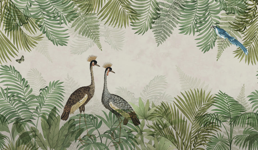 Palm Jungle, Crane Mural Wallpaper