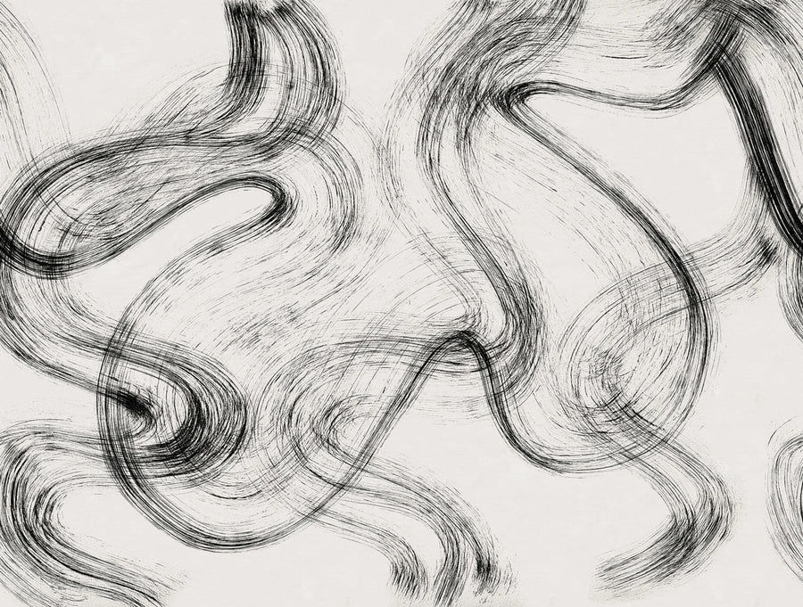 Blurry Stripes, Black & White Mural Wallpaper