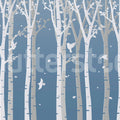 Forest Birds, Blue Mural Wallpaper - pure wallpaper artwork